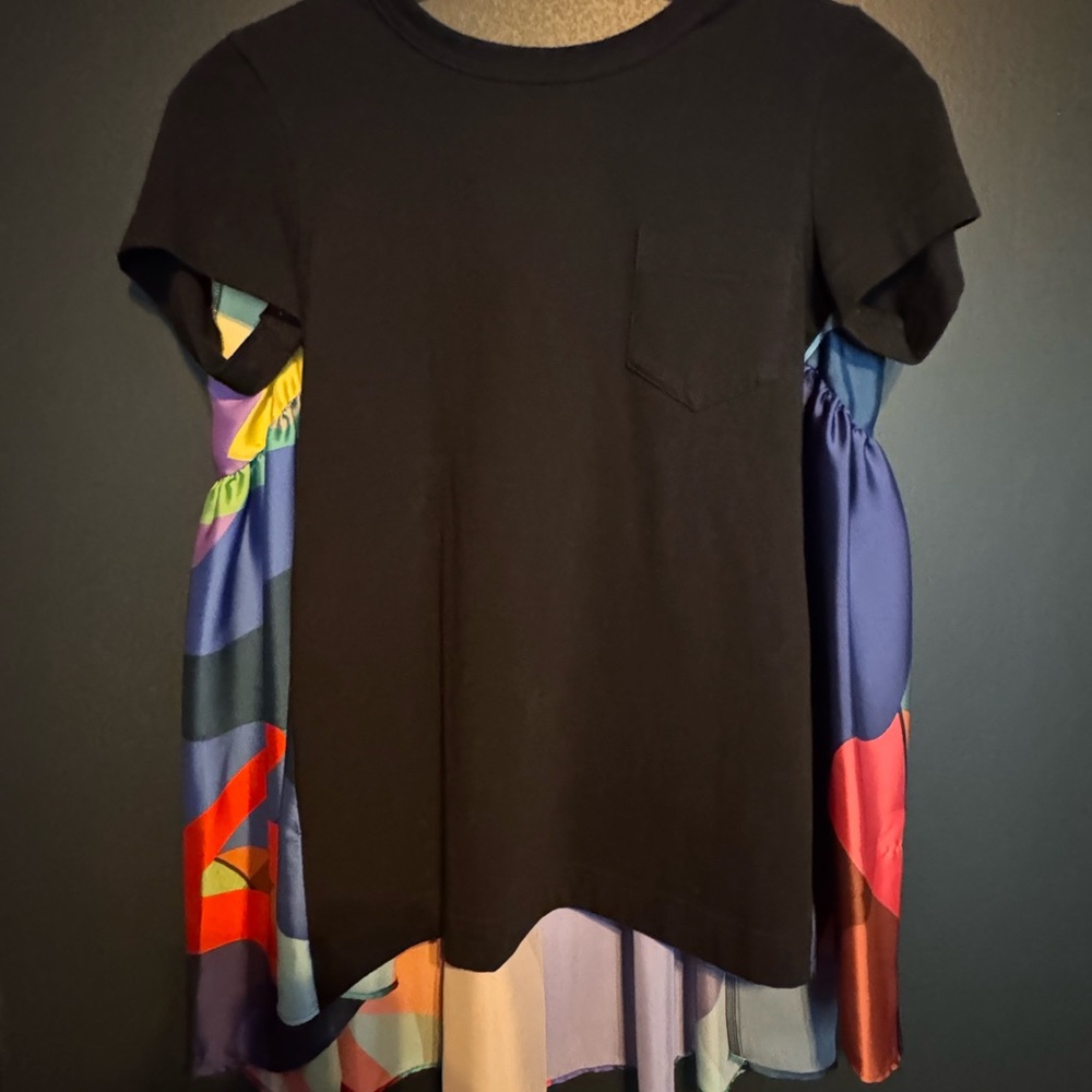 KAWS x Sacai Cotton x Silk Multicolor Short Sleeve Tee, Small, NWT